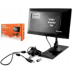 Antena Radiowa Fm Ukf Dab+ Z Zasilaczem Pokojowa