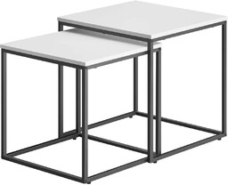 Elior Zestaw 2 Białych Kwadratowych Stolików Kawowych M3-L55