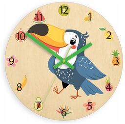 Zegar na ścianę cichy do pokoju dziecięcego drewniany