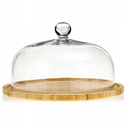 Patera deska bambusowa Altom ⌀ 30cm z kloszem