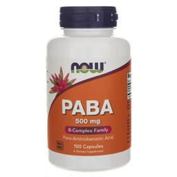PABA (Kwas p-aminobenzoesowy) 500 mg, Now Foods, 100