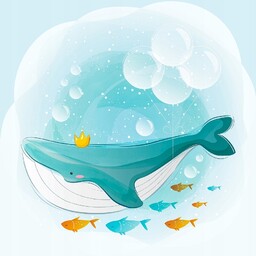 Tapeta winylowo flizelinowa wieloryb rybki wesołe morze 250x250cm