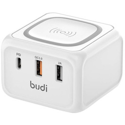 Ładowarka indukcyjna 10W Budi 317TE, 2x USB +