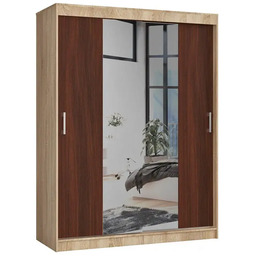 Elior Przesuwna szafa z półkami i drążkiem dąb