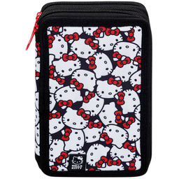 Piórnik, Hello Kitty, z wyposażeniem, czarny, 46 elementów