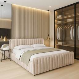 Łóżko tapicerowane z pojemnikiem SFG0167 180x200 Boucle Beżowy