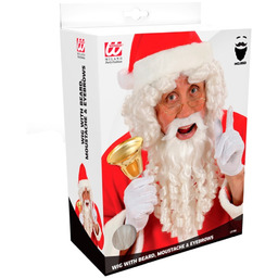 Peruka Mikołaja Deluxe z kręconymi lokami, brodą, wąsami