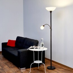 Lampa podłogowa Lindby Elaina, lampka do czytania, kolor