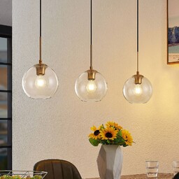 Lampa wisząca Grady Lindby, możliwość ściemniania, mosiężny /