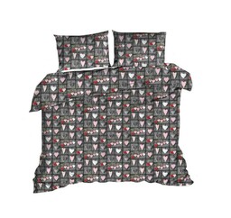 Extrapościel Pościel z kory 140x200 szara serca różowe