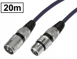 Kabel przedłużacz Xlr/cannon 3P/wtyk-XLR/CANNON 3P/gniazdo Hq Vitalco 20m