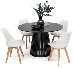 Stół Okrągły 120CM Czarny YY5940 + 4 Krzesła