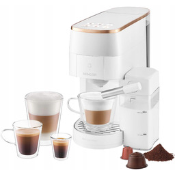 Ekspres do kawy ciśnieniowy-kapsułkowy Nespreso+Dolce+spieniacz mleko biały