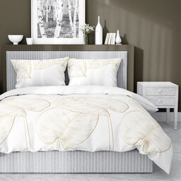 Pościel satynowa 180x200 Home Satin 40 biała liście