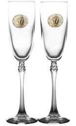 Kieliszki kryształowe do szampan 2 sztuki Złote Gody