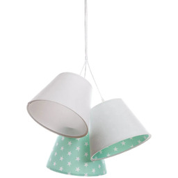 Lumes Biało-zielona dziecięca lampa wisząca w gwiazdki G4-D32