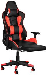 Fotel gamingowy premium 557 z podnóżkiem czerwony