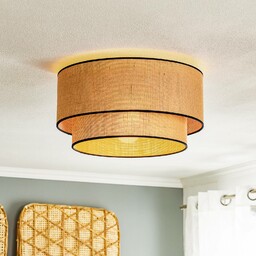 Lampa sufitowa Euluna Boho juta & czarny, naturalny/czarny,