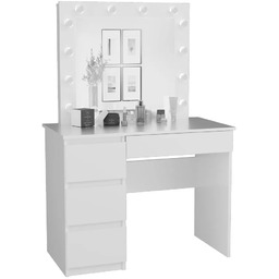 Edinos Białe biurko toaletka z szufladami i lustrem