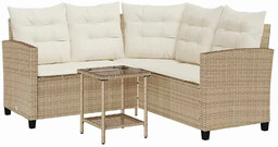 Elior Narożna sofa ogrodowa i stolik beżowy S9-L88