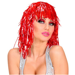Czerwona peruka z lametą