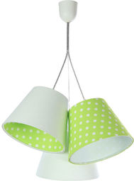 Lumes Biało-zielona lampa wisząca w groszki dla dzieci