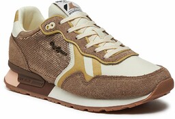 Sneakersy Pepe Jeans Brit Sequins W PLS40009 Beżowy