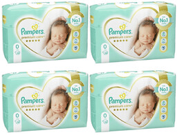4x Pieluchy PAMPERS Premium Care roz 0 (do