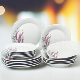 Serwis Obiadowy Porcelanowy Zestaw Talerzy Biały Na 6