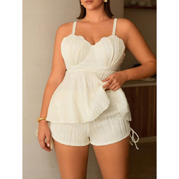 SHEIN KOSTIUM KĄPIELOWY DWUCZĘŚCIOWY PLUS SIZE Z PLISOWANYM