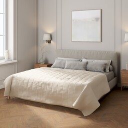 Narzuta pikowana w pasy, naturalny len, Linen