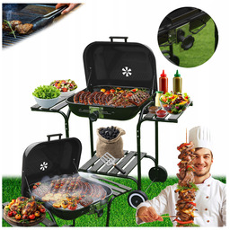 Grill Ogrodowy Węglowy Z Pokrywą Na Kółkach Ruszt