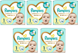 5x Pieluchy PAMPERS Premium Care Skin Comfort rozmiar