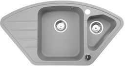 Zlewozmywak Granitowy półtorakomorowy z ociekaczem szary MERKURY