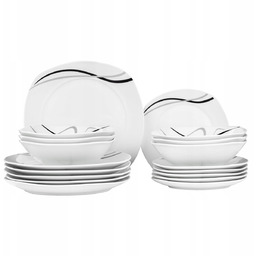 Serwis Obiadowy Komplet Talerzy Zastawa Porcelanowa Białe