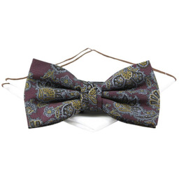 Mucha Burgundowa z Białą Poszetką, w Paisley, Elegancka,