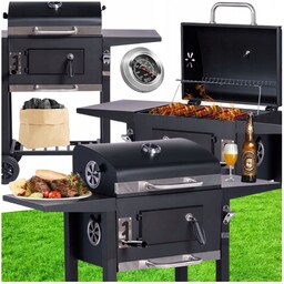 Grill Węglowy Ogrodowy Duży Gril Rodzinny Pokrywa Popielnik