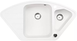 Zlewozmywak Granitowy półtorakomorowy z ociekaczem biały MERKURY