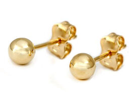 Złote kolczyki 585 kuleczki 3mm sztyft 0,32g