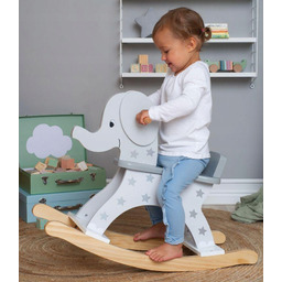 Drewniany Słoń na biegunach szary, Jabadabado