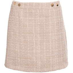 GUESS BEŻOWA SPÓDNICA MINI Z TKANINY ŻAKARDOWEJ