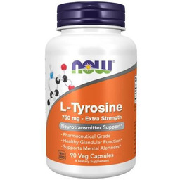 Now Foods, L-Tyrozyna 750 mg Extra Strength, 90