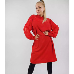Sukienka Trapezowa Koronka Midi Damska Elegancka