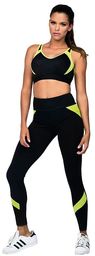 Legginsy fitness Suzanne czarne z żółtymi neonowymi elementami