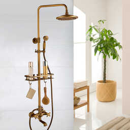 bateria prysznicowa retro NEMESIS szczotkowany mosiądz