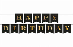 Baner flagi czarny z napisem Happy Birthday -