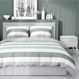 Pościel satynowa 160x200 Home Satin 27 biała szara