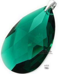 Kryształy Duży Wisiorek Emerald Srebro
