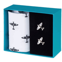 Zestaw prezentowy Spinki i Chusteczka Samolot Spitfire HS-12