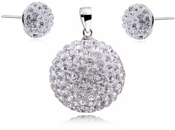 Elegancki srebrny komplet półkulki 8mm kulka 20mm shamballa